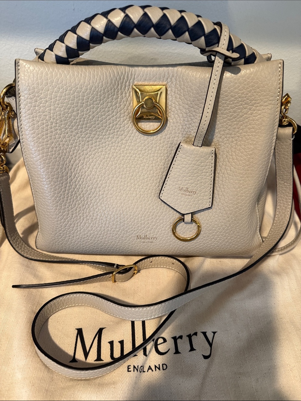 Mulberry  Small Iris Chalk and Midnight Heavy Grain bag - Picture 2 of 11